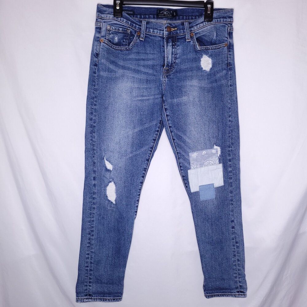Lucky Brand Jeans Womens 6/28 Sienna Slim Boyfriend Orta Premium Patchwork
